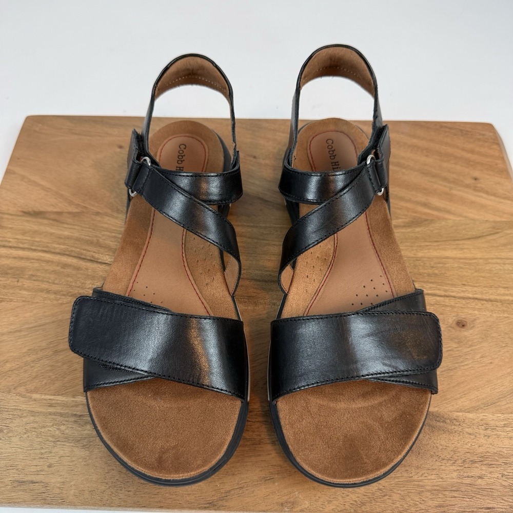 New Womens Cobb Hill Fiah Leather Casual Black Sandals Shoes Size 11‎ M